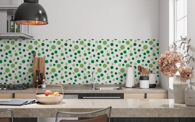 Küchenrückwand Green Polka Dot