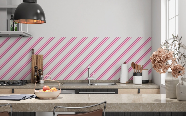 Küchenrückwand Pink Diagonal Streifen