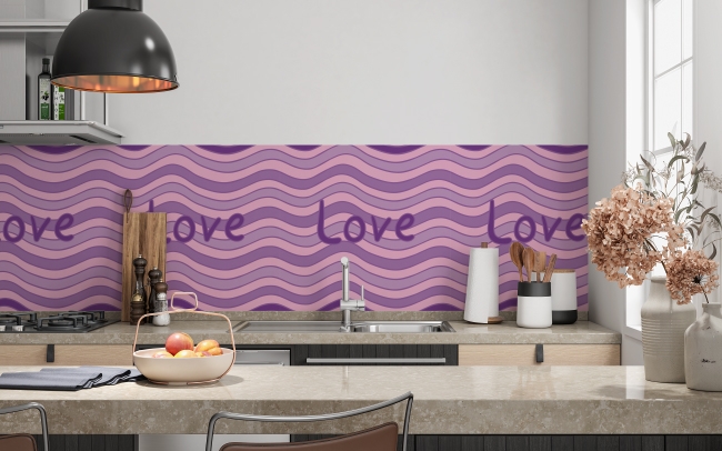 Küchenrückwand Violett Welle Love