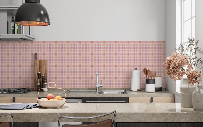 Küchenrückwand Pink Schottenmuster