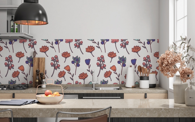 Küchenrückwand Blumen Design