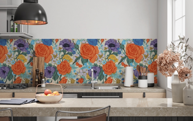 Küchenrückwand Blumen Gemälde