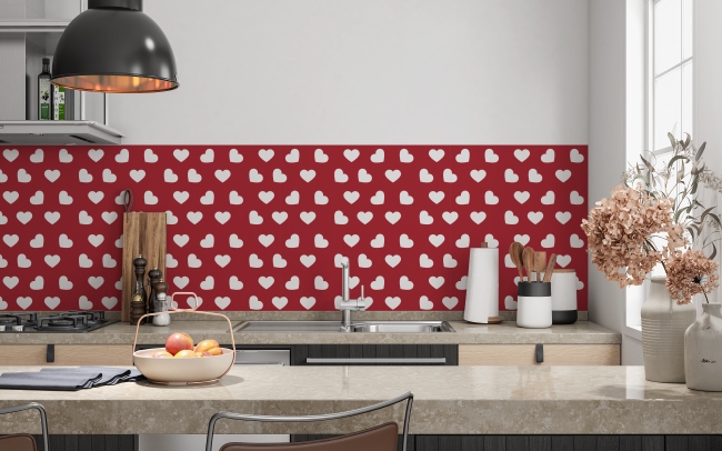 Küchenrückwand Rot Weiß Herze