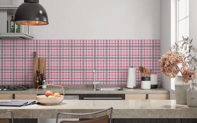 Küchenrückwand Pink Tartan Stil