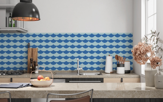 Küchenrückwand Blaue Fächer Muster
