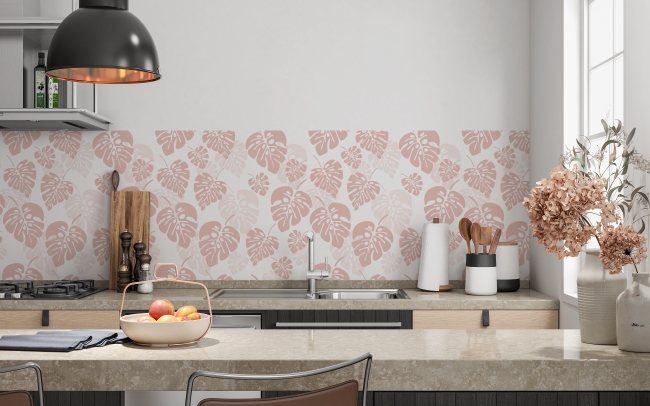 Küchenrückwand Rosa Tropisches Muster