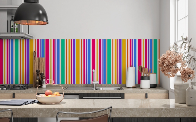 Küchenrückwand Farbige Streifen Design