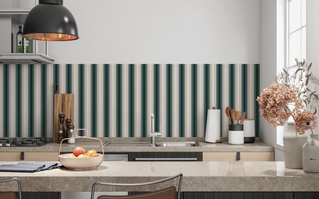 Küchenrückwand Grün Beige Linien
