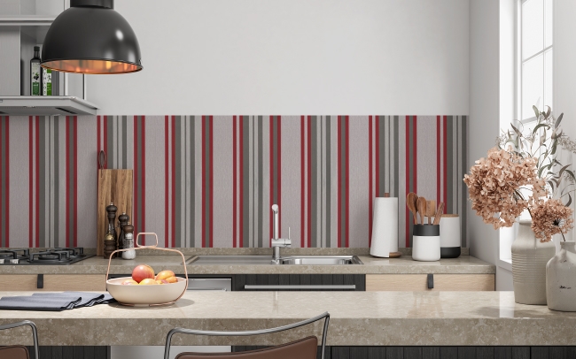 Küchenrückwand Rot Grau Retro Linien