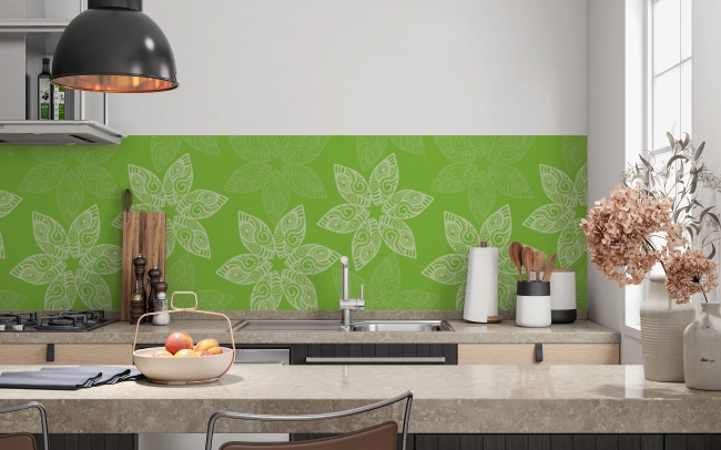 Küchenrückwand Grün Blumenstern
