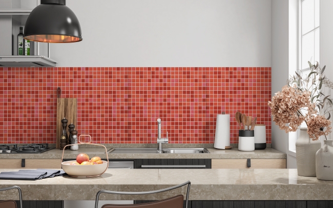 Spritzschutz Küche Rotorange Mosaik