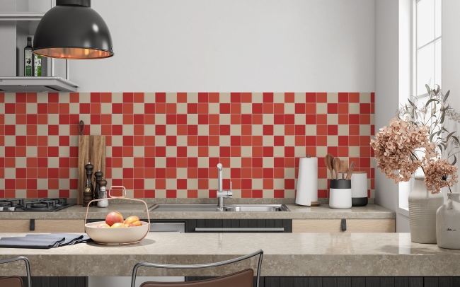 Spritzschutz Küche Rot Beige Mosaik