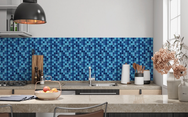 Spritzschutz Küche Blau Mix Mosaik