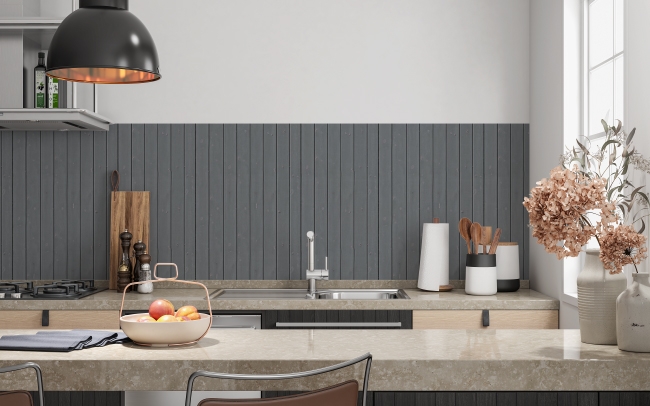 Spritzschutz Küche Holzparkett Grau