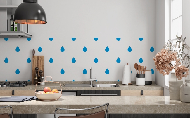 Spritzschutz Küche Himmelblaue Regentropfen