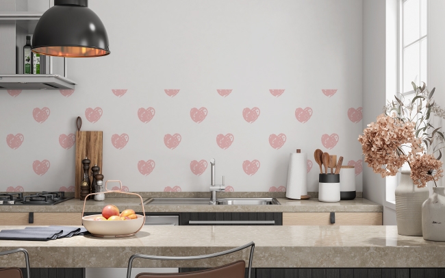 Spritzschutz Küche Rosa Herz Muster