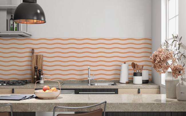 Spritzschutz Küche Beige Orange Welle