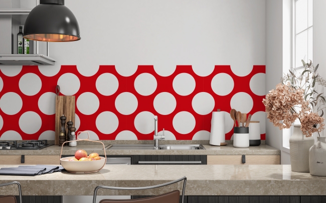 Spritzschutz Küche Rot Weiß Polka Punkte