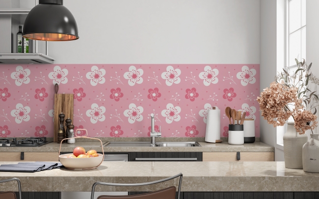 Spritzschutz Küche Pinke Sommer Blüten