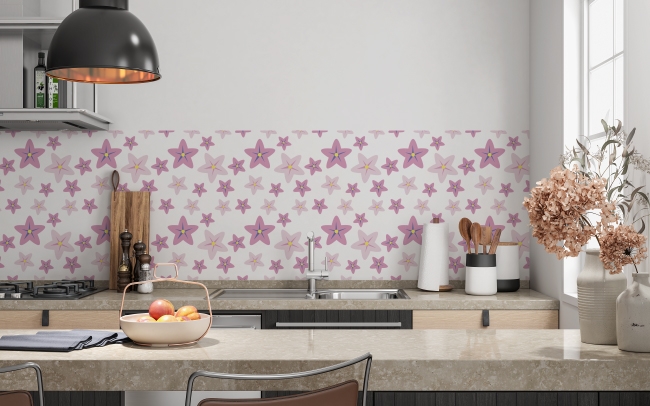 Spritzschutz Küche Lila Blumen Sterne