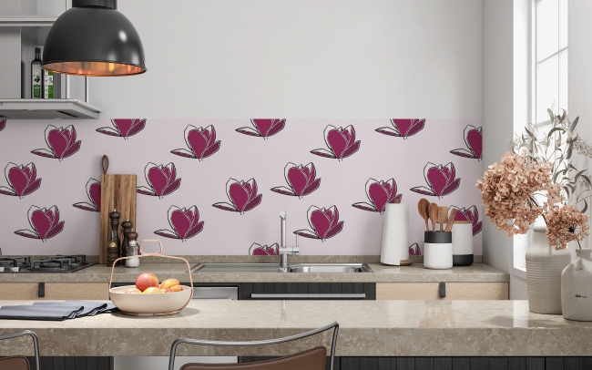 Spritzschutz Küche Lila Lotosblüten