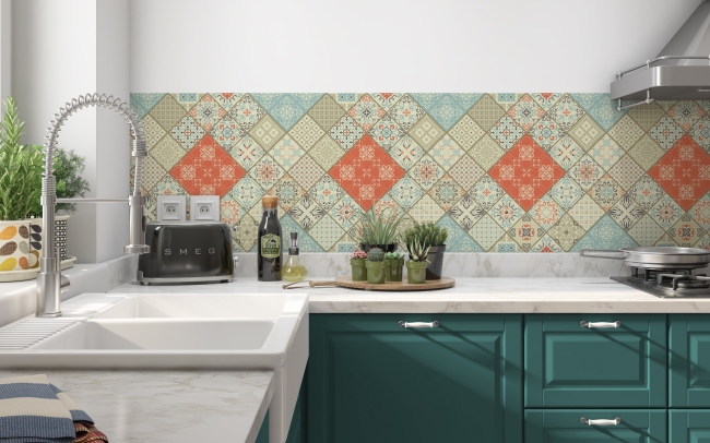 Spritzschutz Küche Kunstvolle Fliesen Muster