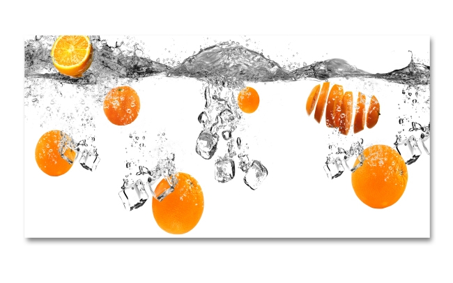 Spritzschutz Küche Orangen Eiswürfel