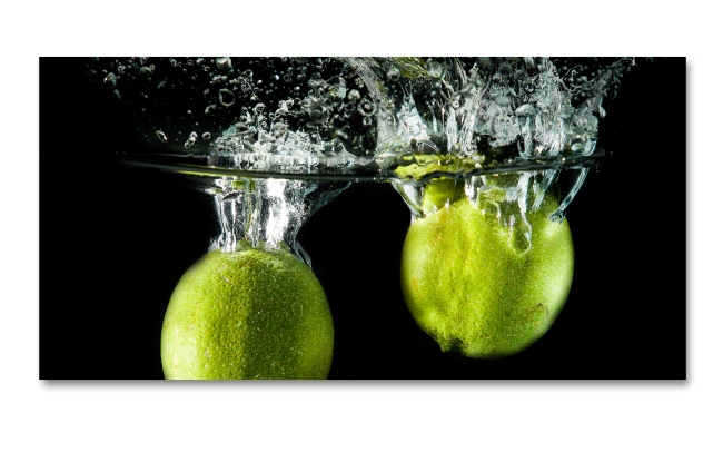 Spritzschutz Küche Früchte unter Wasser