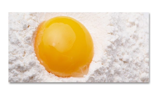 Spritzschutz Küche Ei im Mehl