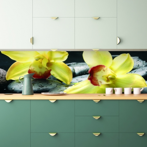 Spritzschutz Küche Gelbe Orchideen