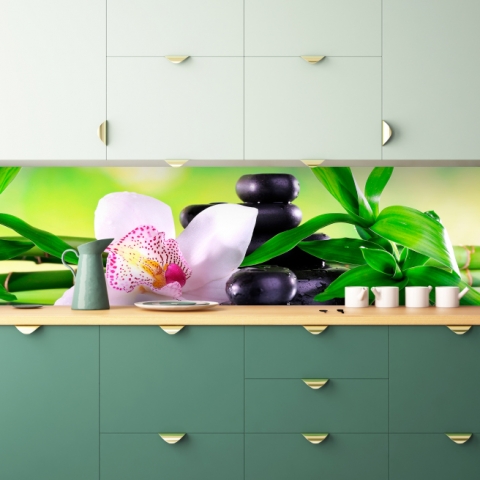 Spritzschutz Küche Zen Steine Orchidee