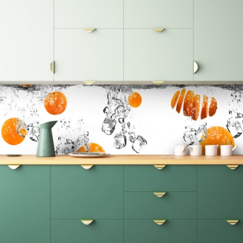 Spritzschutz Küche Orangen Eiswürfel