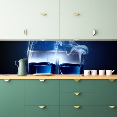 Spritzschutz Küche Blue Alkohol