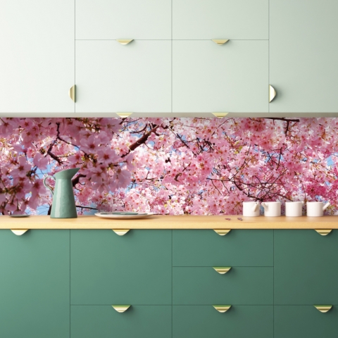 Spritzschutz Küche Kirschbaum Blüten