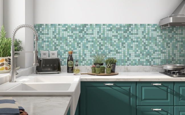 Spritzschutz Küche Grüne Mosaikfliesen