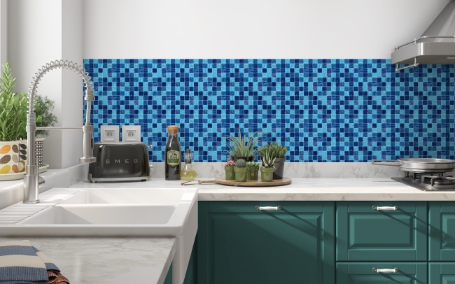 Spritzschutz Küche Blau Mix Mosaik