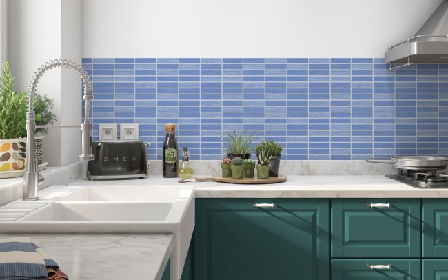 Spritzschutz Küche Blau Mosaik Fliese