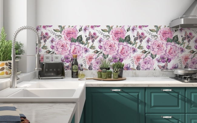 Spritzschutz Küche Watercolor Floral