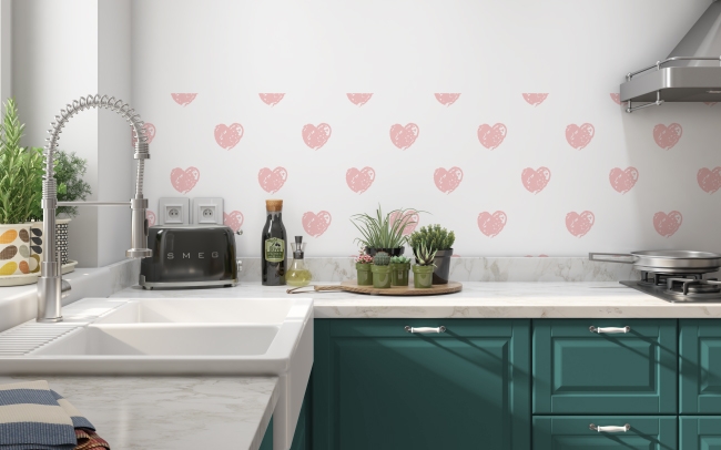 Spritzschutz Küche Rosa Herz Muster