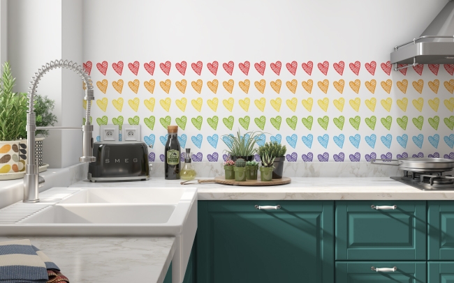 Spritzschutz Küche Regenbogen Herz