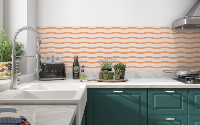 Spritzschutz Küche Beige Orange Welle