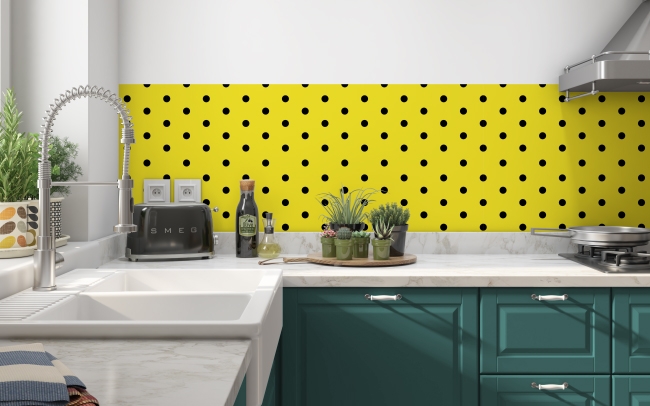 Spritzschutz Küche Schwarz Gelb Polka Dots