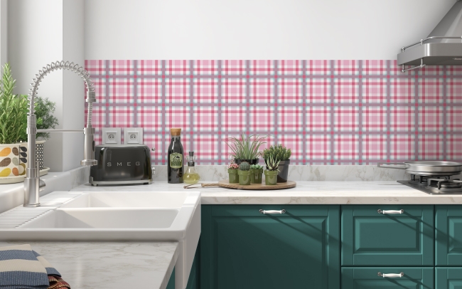 Spritzschutz Küche Pink Tartan Stil