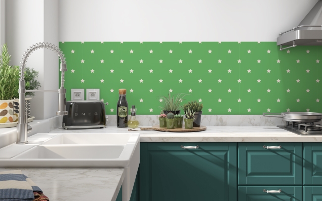 Spritzschutz Küche Grün Weiß Sterne