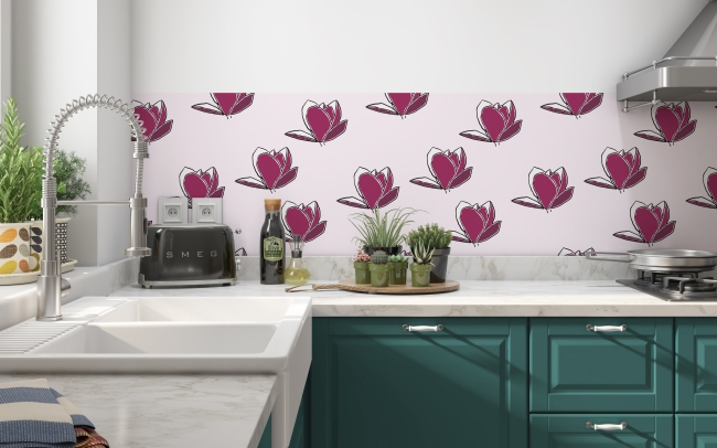 Spritzschutz Küche Lila Lotosblüten