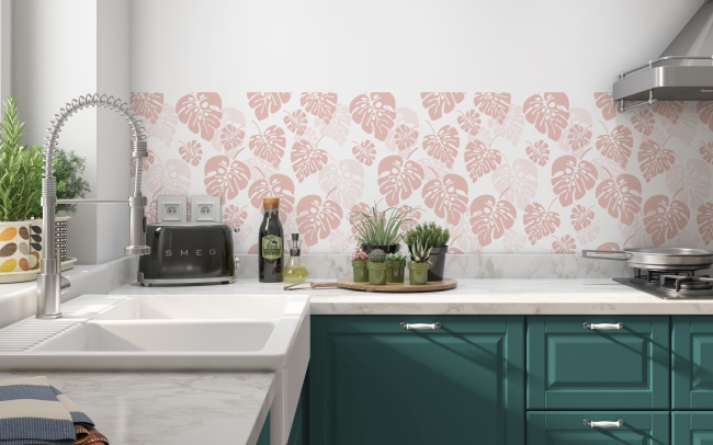 Spritzschutz Küche Rosa Tropisches Muster