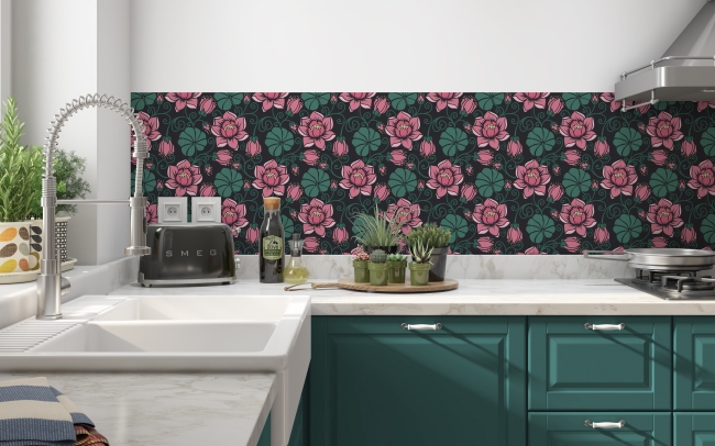 Spritzschutz Küche Lotus Blumen