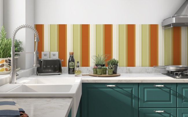 Spritzschutz Küche Orange Grün Streifen