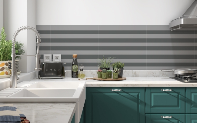 Spritzschutz Küche Grau Farbige Linien