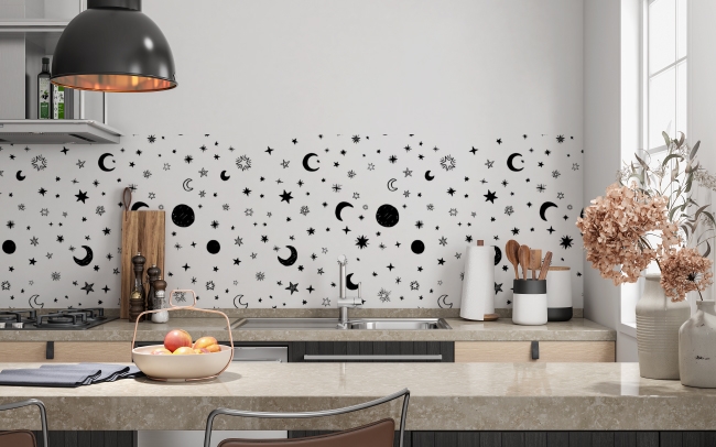 Spritzschutz Küche Stern Mond Muster
